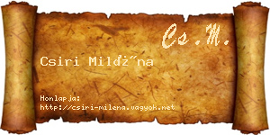 Csiri Miléna névjegykártya